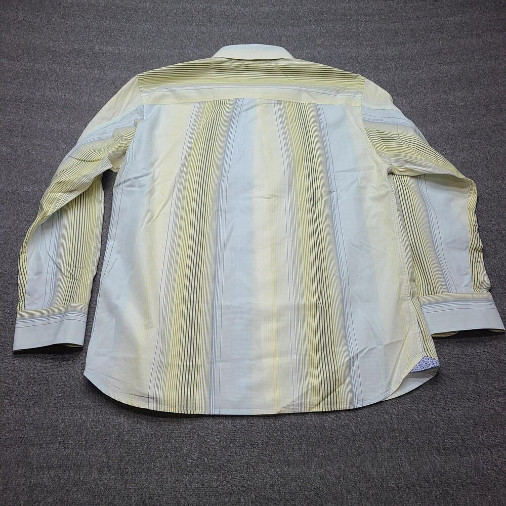 Tommy Bahama Shirt Mens Large Blue‎ Yellow Striped Button Up 100% Cotton Casual - Picture 8 of 9